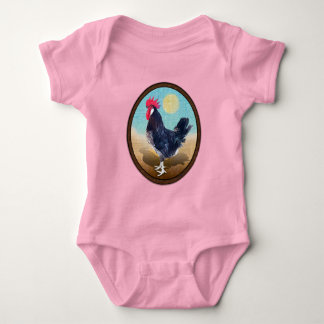 Minorca Rooster Vintag Oval Baby Strampler