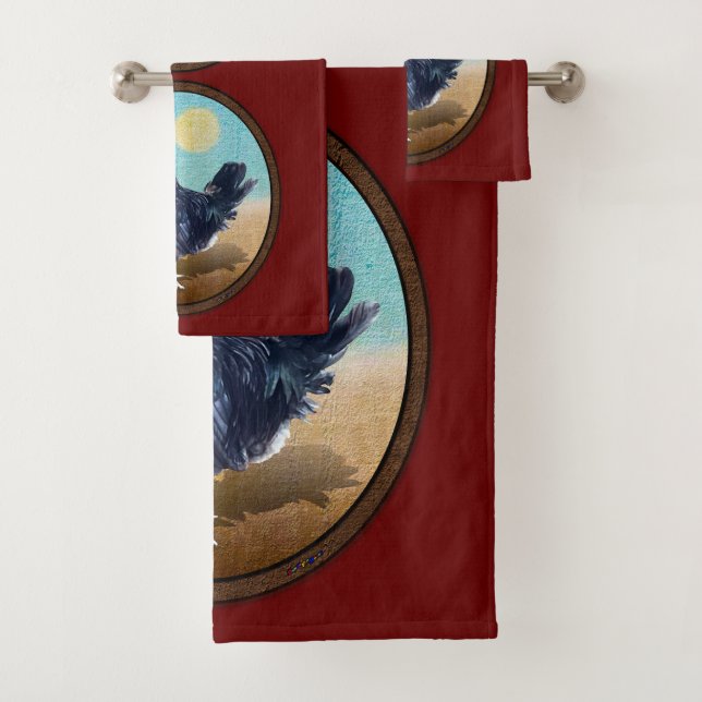 Minorca Rooster Vintag Oval Badhandtuch Set (Insitu)