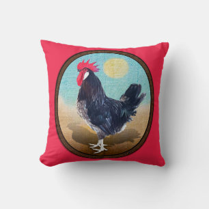 Minorca Rooster Vintag Oval Kissen