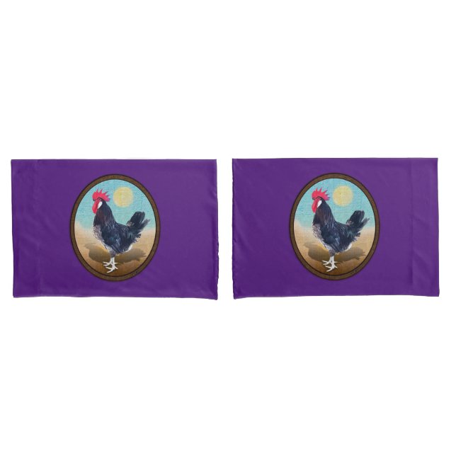 Minorca Rooster Vintag Oval Kissenbezug (Vorderseite-Set)