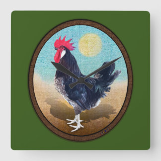 Minorca Rooster Vintag Oval Quadratische Wanduhr
