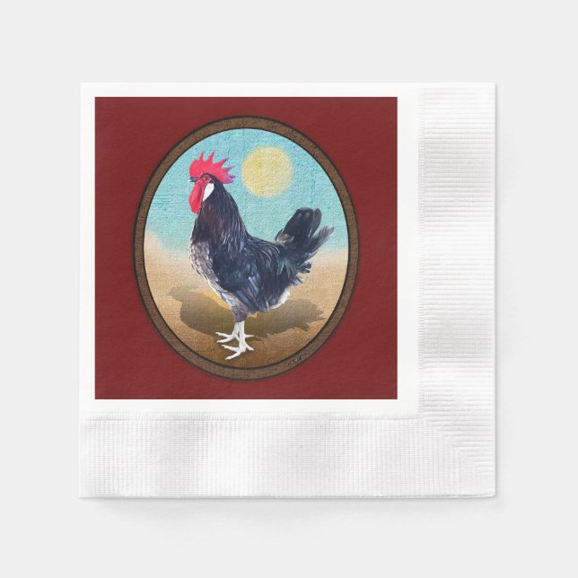 Minorca Rooster Vintag Oval Serviette (Vorderseite)