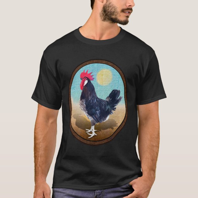 Minorca Rooster Vintag Oval T-Shirt (Vorderseite)