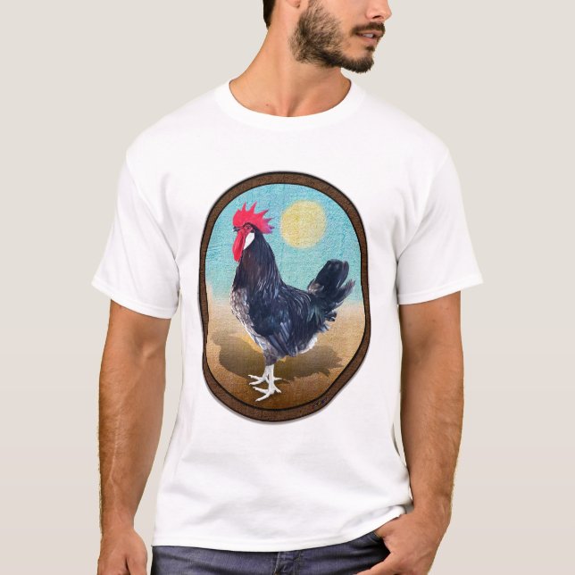 Minorca Rooster Vintag Oval T-Shirt (Vorderseite)
