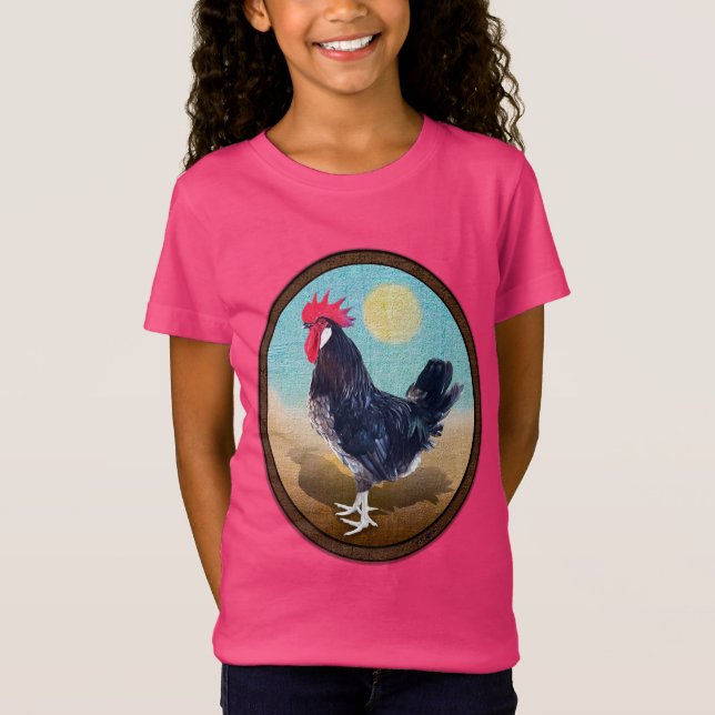 Minorca Rooster Vintag Oval T-Shirt (Vorderseite)