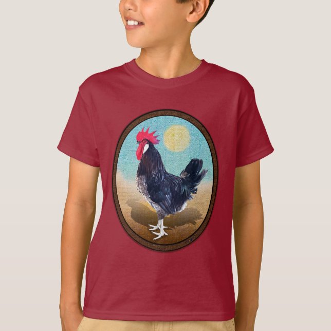 Minorca Rooster Vintag Oval T-Shirt (Vorderseite)