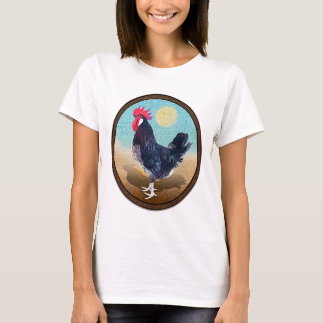 Minorca Rooster Vintag Oval T-Shirt (Vorderseite)