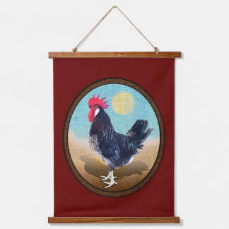 Minorca Rooster Vintag Oval Wandteppich Mit Holzrahmen