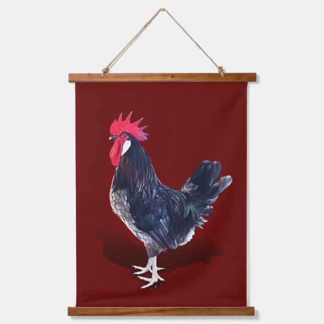 Minorca Rooster Wandteppich Mit Holzrahmen (Vorderseite)