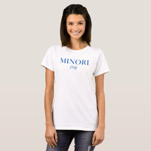 Minori Italien - Eleganter blauer Text T-Shirt