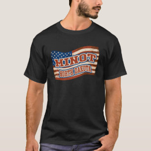 Minot City North Dakota Vintage amerikanische Flag T-Shirt