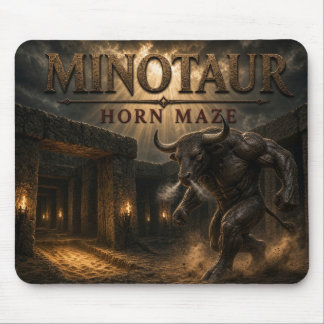 Minotaur-Horn-Labyrinth-Dunkler-Realismus Mousepad