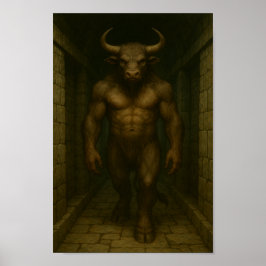 Minotaur in der lebendigen Legende des Labyrinths Poster
