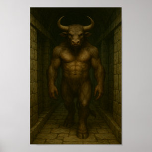 Minotaur in der lebendigen Legende des Labyrinths Poster