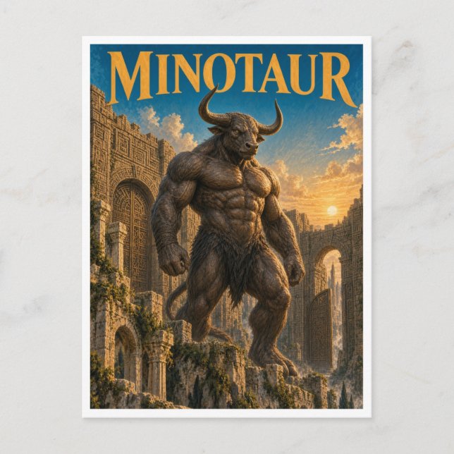 Minotaurus, Gothic Fantasy-Monster Postkarte (Vorderseite)