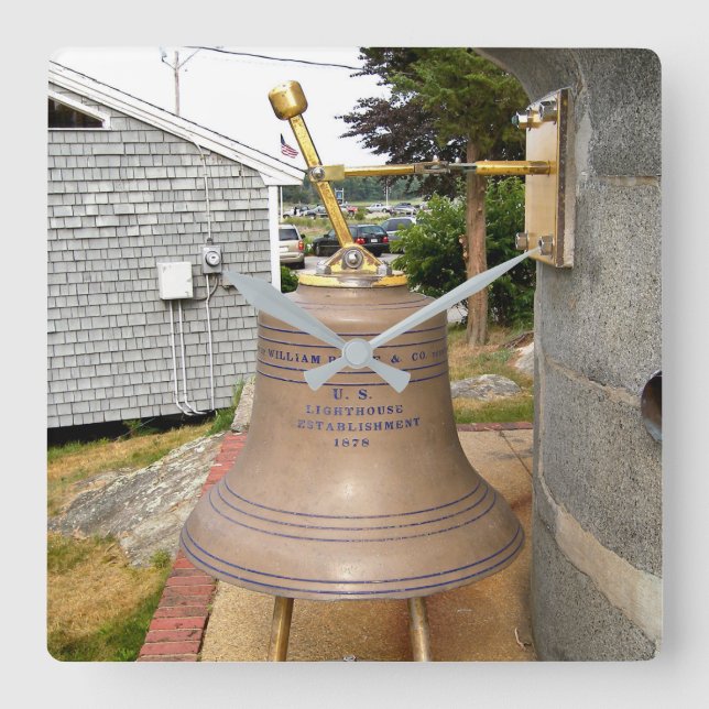 Minots Ledge Lighthouse Fog Bell Square Wall Clock Quadratische Wanduhr (Vorderseite)