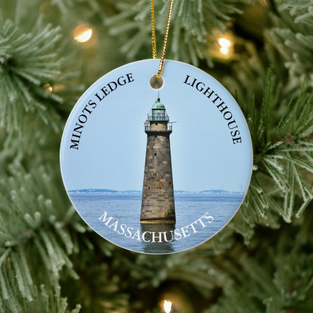 Minots Ledge Lighthouse Massachusetts Ornament (Baum)