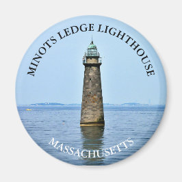 Minots Ledge Lighthouse Massachusetts Round Magnet