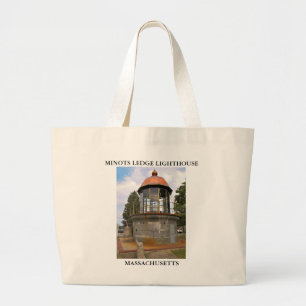 Minots Ledge Lighthouse Massachusetts Tote Bag Jumbo Stoffbeutel