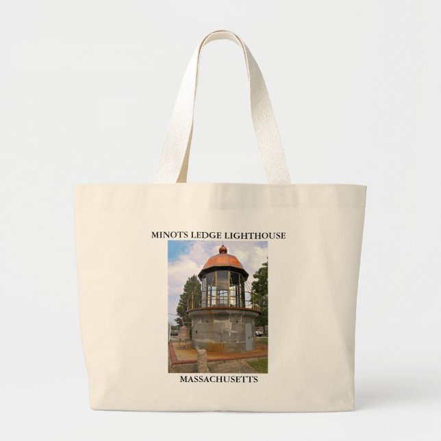 Minots Ledge Lighthouse Massachusetts Tote Bag Jumbo Stoffbeutel (Vorne)