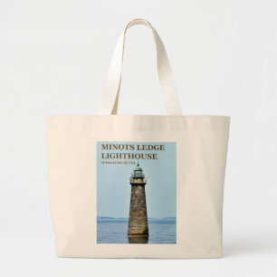 Minots Ledge Lighthouse Massachusetts Tote Bag Jumbo Stoffbeutel