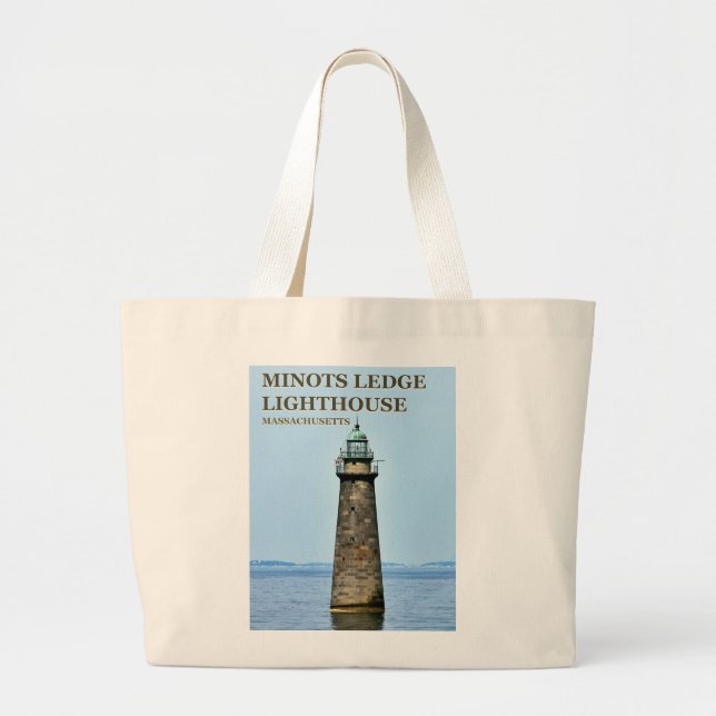 Minots Ledge Lighthouse Massachusetts Tote Bag Jumbo Stoffbeutel (Vorne)