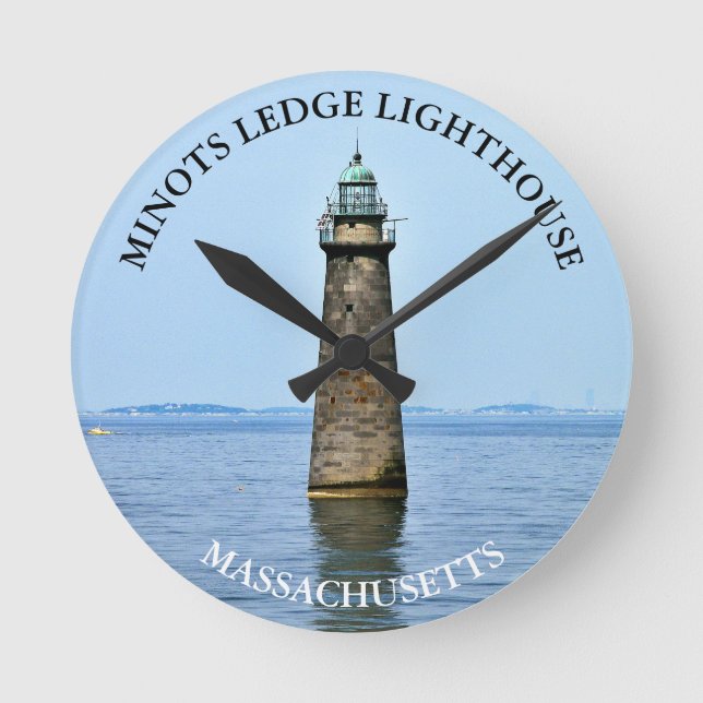 Minots Ledge Lighthouse Massachusetts Wall Clock Runde Wanduhr (Vorderseite)
