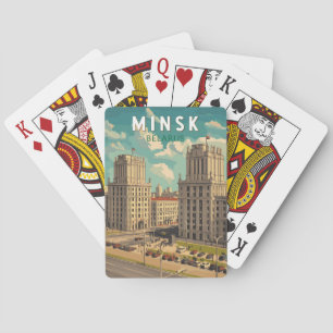 Minsk Belarus Illustration Reise Kunst Vintage Spielkarten