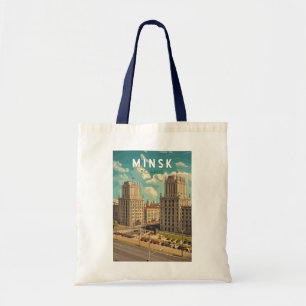 Minsk Belarus Illustration Reise Kunst Vintage Tragetasche