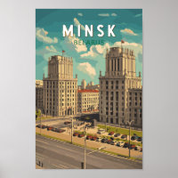 Minsk Belarus Illustration Reisen Kunst Vintag