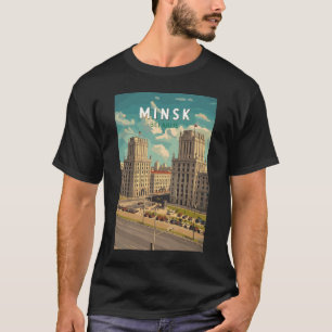 Minsk Belarus Illustration Reisen Kunst Vintag T-Shirt
