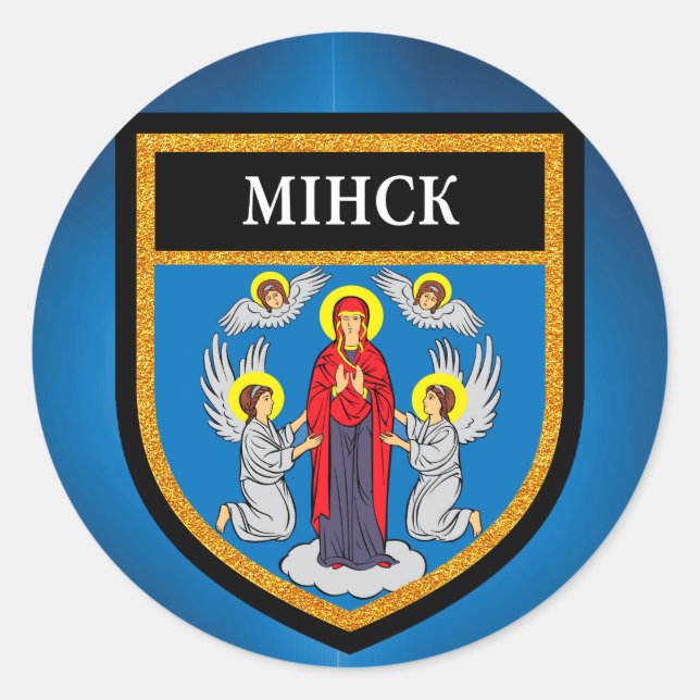 Minsk-Flagge Runder Aufkleber (Vorderseite)