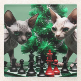 Minskin Kitten in einem WeihnachtsOutfit Glasuntersetzer