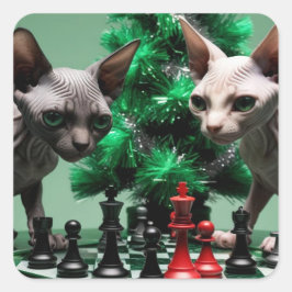 Minskin Kitten in einem WeihnachtsOutfit Quadratischer Aufkleber