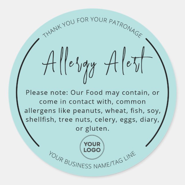 Mint Allergy Food Warning Round Aufkleber (Vorderseite)