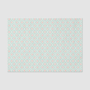 Mint and Coral Ikat Diamonds Muster Seidenpapier