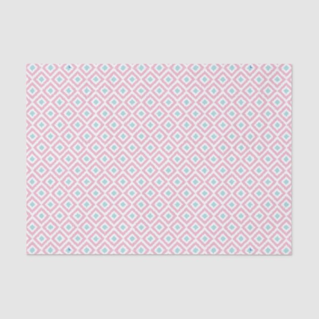 Mint and Coral Ikat Muster Seidenpapier (Vorderseite)