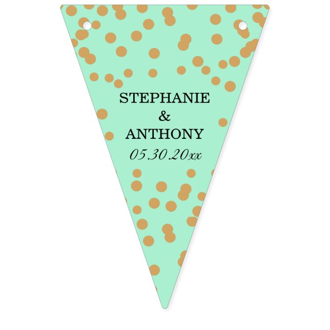 Mint and Gold Confetti Wedding Wimpelkette (Sechzehnte Fahne)