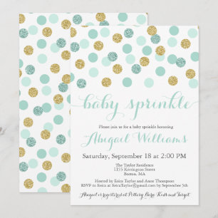 Mint and Gold Glitzer Baby Sprinkle Einladungen