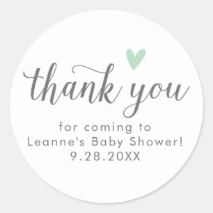 Mint and Gray Baby Shower Vielen Dank für Ihre Lie Runder Aufkleber
