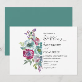 Mint and Mauve Watercolor Floral Wedding Invitati Einladung