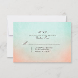 Mint and Peach Bohemisch Wedding RSVP Karte