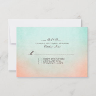 Mint and Peach Bohemisch Wedding RSVP Karte