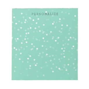 Mint and White Bokeh Confetti Notizblock