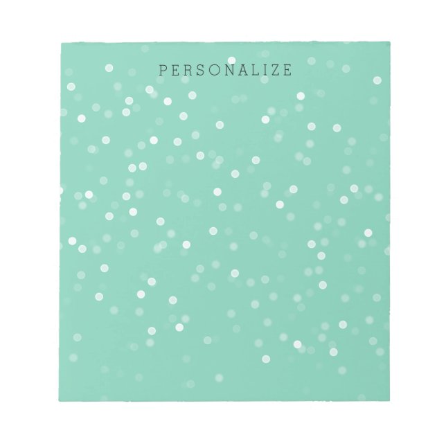 Mint and White Bokeh Confetti Notizblock (Vorderseite)