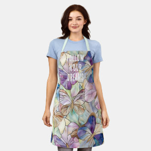 Mint Aqua Blue Lila Schmetterlinge Schürze