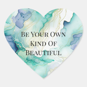 Mint Aqua Blue Tinte Marmor Herz-Aufkleber