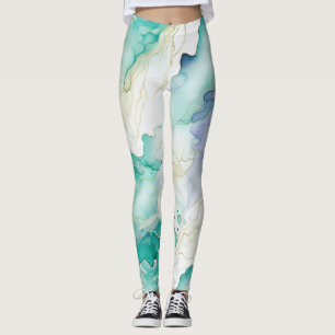 Mint Aqua Blue Tinte Marmor Leggings