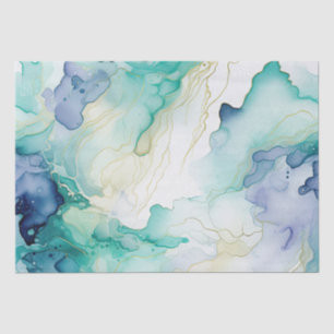 Mint Aqua Blue Tinte Marmor Seidenpapier