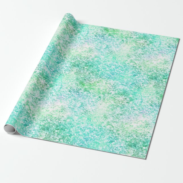 Mint Aqua Confetti Glitzer Unicorn Geschenkpapier (Ungerollt)
